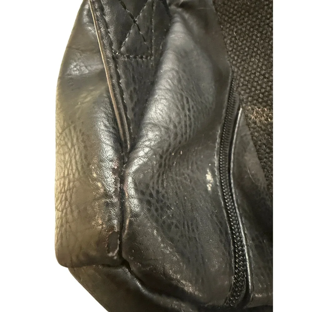The Honest Co Black‎ Faux Leather Backpack Diaper Bag Minimalist Gold Zipper Bag